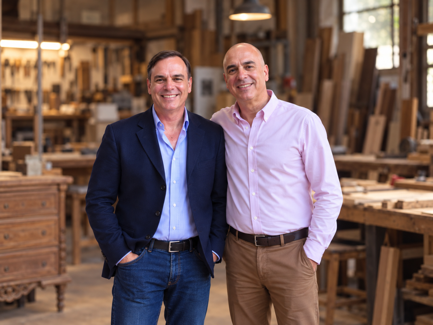 Sebastián y Jubal en el taller de BATÁN Renovaciones